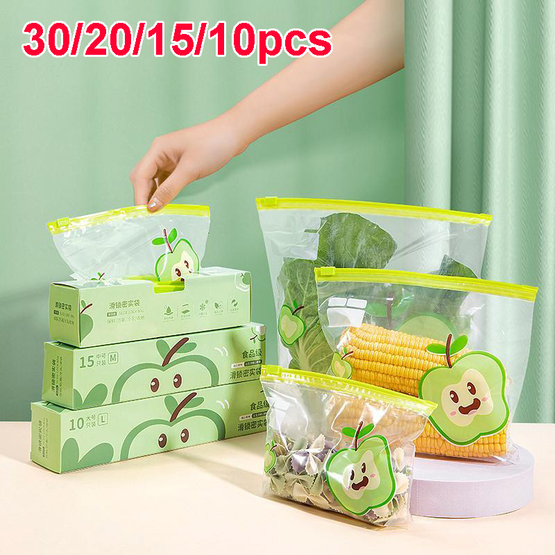 Lock And Lock Food Storage - 再利用可能なジップロックバッグ食品グレード透明保存袋冷蔵庫鮮度保持バッグ食品密封フルーツ食品冷凍専用