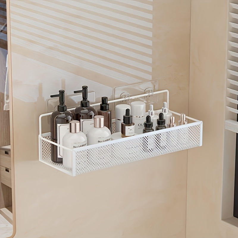 Food Storage Shelving - ポータブル吊り下げ式壁掛け収納ラック 穴あけ不要 浴室棚 ニンニク調味料オーガナイザー キッチン収納バスケット 防湿