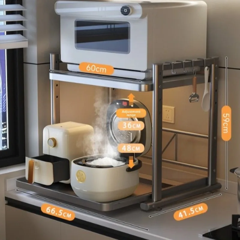 Food Storage Shelving - インターネットセレブ向け引き出し式炊飯器棚 キッチン多機能電子レンジカウンタートップ収納ラック