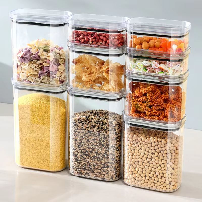 Food Storage In Cabinets - 密封容器 キッチンキャビネットオーガナイザー 穀物 大豆 ナッツ用 強力食品グレード高強度プラスチック保存容器