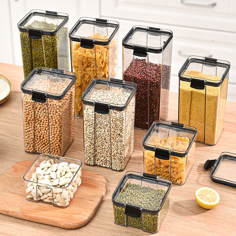 Food Storage Jar Set - 密封ジャー キッチン穀物保存容器 大型タンク プラスチック防湿保存ボックス 家庭用調味料ジャー セット