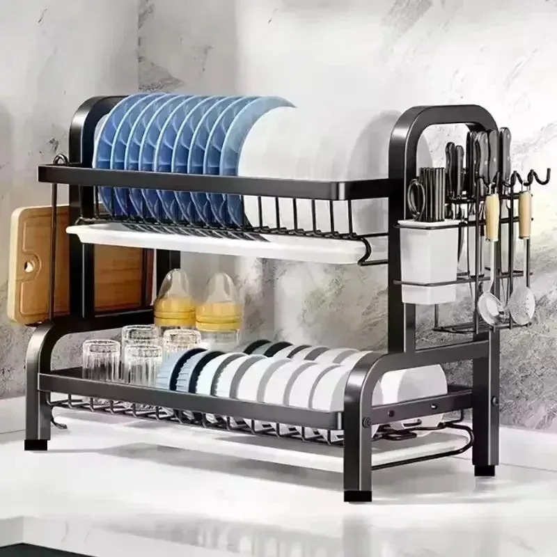 Food Storage Shelving - キッチン食器収納ラック、キャビネット重ね置き水切りラック、食器、テーブルウェア、カウンタートップ、整理収納棚