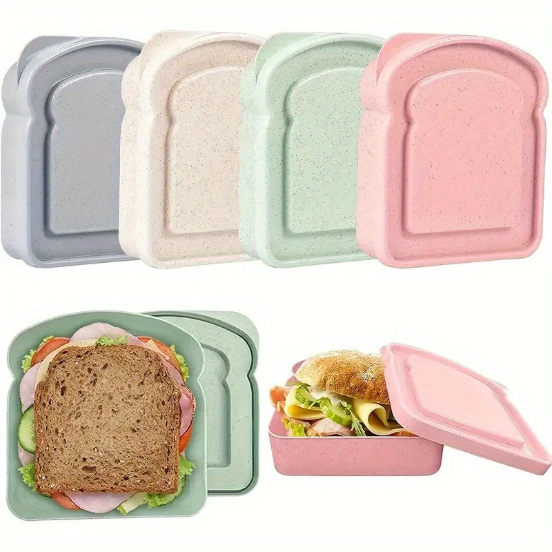 Food Storage Boxes With Lids - 1pc 弁当箱、サンドイッチ容器、弁当箱用プラスチックトースト形状食品保存サンドイッチボックス蓋付き、再利用可能