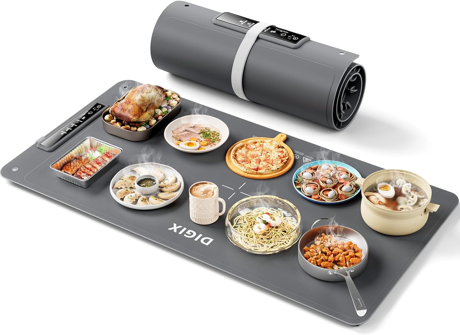 Portable Food Warmer - XXL 36x16インチ フードウォーマーマット、4段階温度調節、3つのタイマー付き、パーティー・ビュッフェ用ポータブル電気保温器