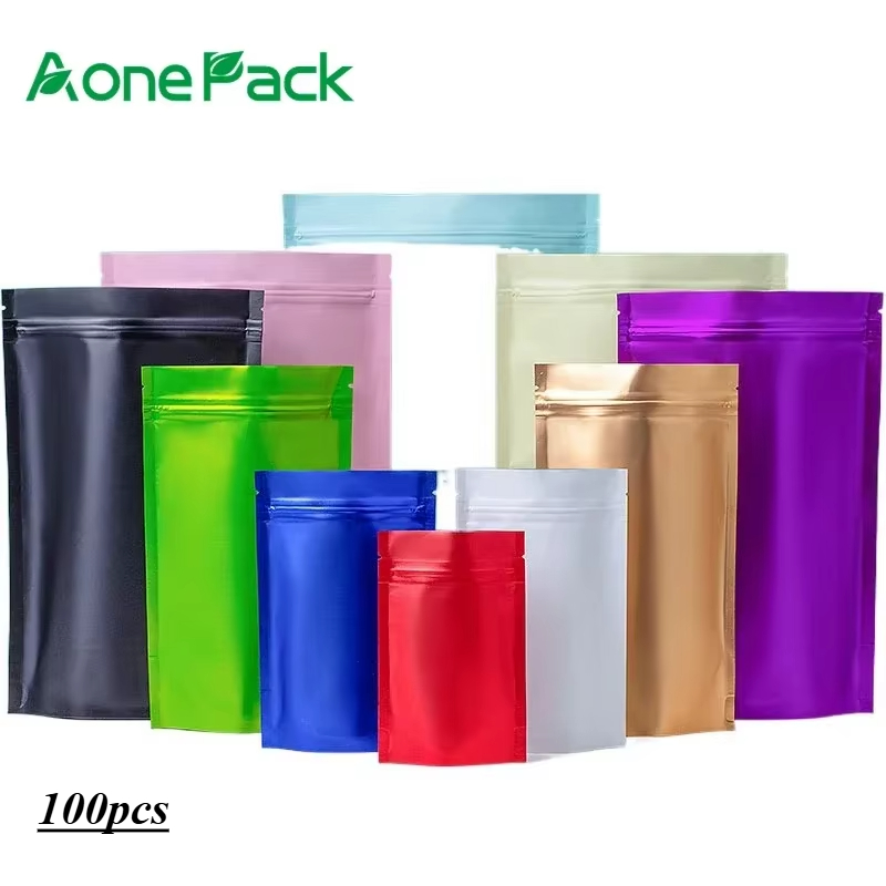 Lock And Lock Food Storage - 100 個カスタムマット仕上げ種子包装袋プラスチックジップロック Doypack アルミ箔ミルクパウダー有機食品保存袋