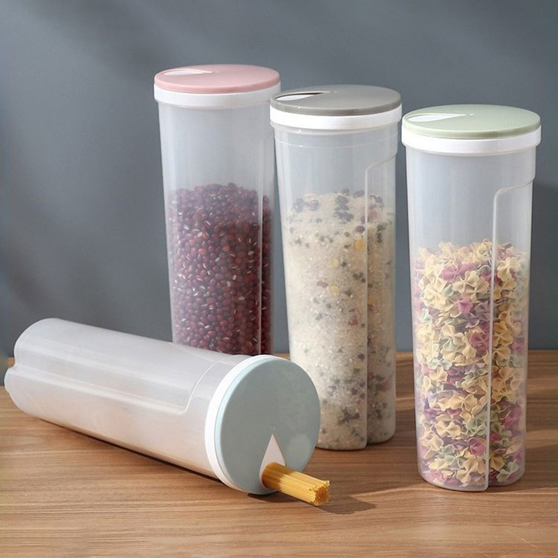 Food Storage Pantry - 食品グレードプラスチック製麺収納缶 密閉キッチン食品容器 定量分割オーガナイザーボックス パントリー収納用