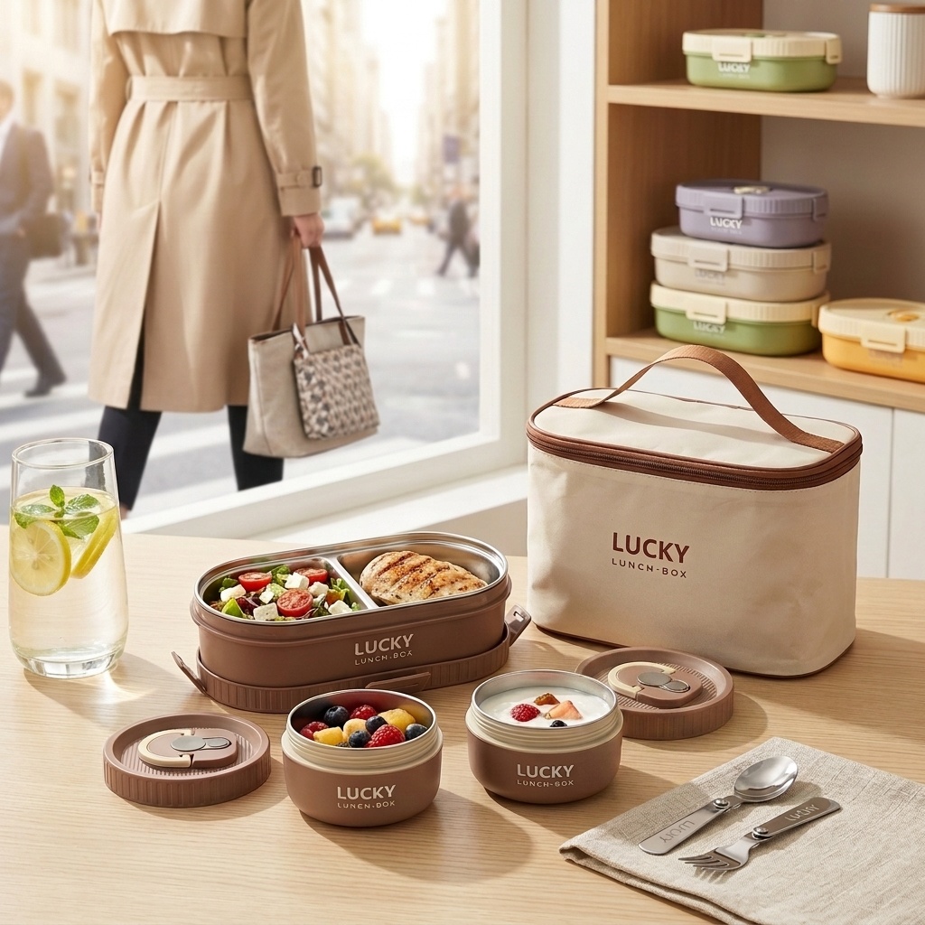 Food Storage Jar Set - 電子レンジ対応 304ステンレス製弁当箱セット、漏れ防止ポータブルランチボックス、子供と大人向けの保温食品保存容器