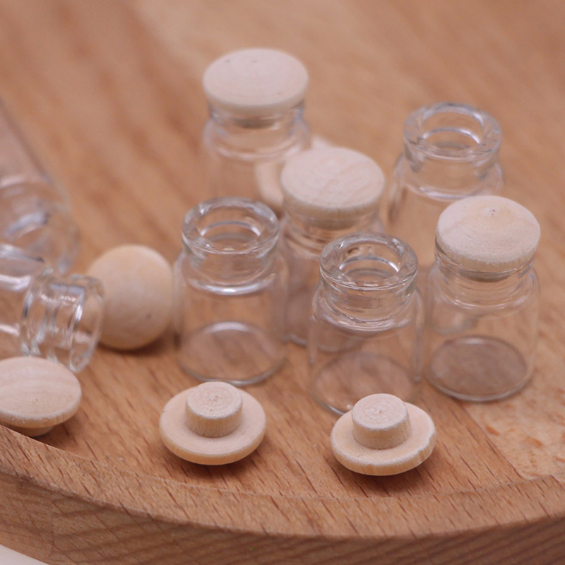 Food Storage Glass - 4 個 1:12 ドールハウスミニチュアガラス瓶モデルキャンディージャー収納瓶木製蓋付き装飾食品おもちゃアクセサリー