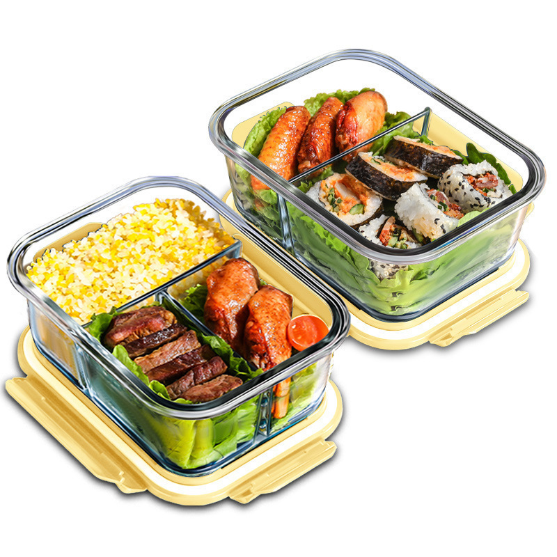 Food Storage Glass - 耐熱ガラス製、密閉式の食品保存容器。電子レンジ対応、冷蔵庫対応、お弁当箱としても使用可能。