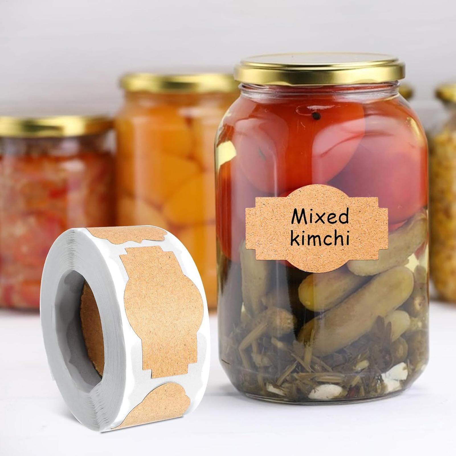 Food Storage Pantry - 300枚入り ジャーラベルステッカー 書き込み可能 空白タグ ロール 5x3cm