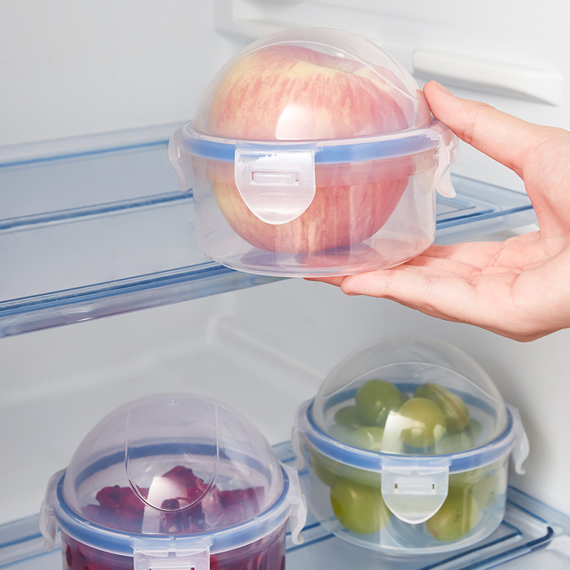 Storage Food Prep - ミニリンゴ型食品保存容器、持ち手付きの携帯用丸型フルーツスナックボックス、キッチン冷蔵庫やランチの準備に実用的なギフト