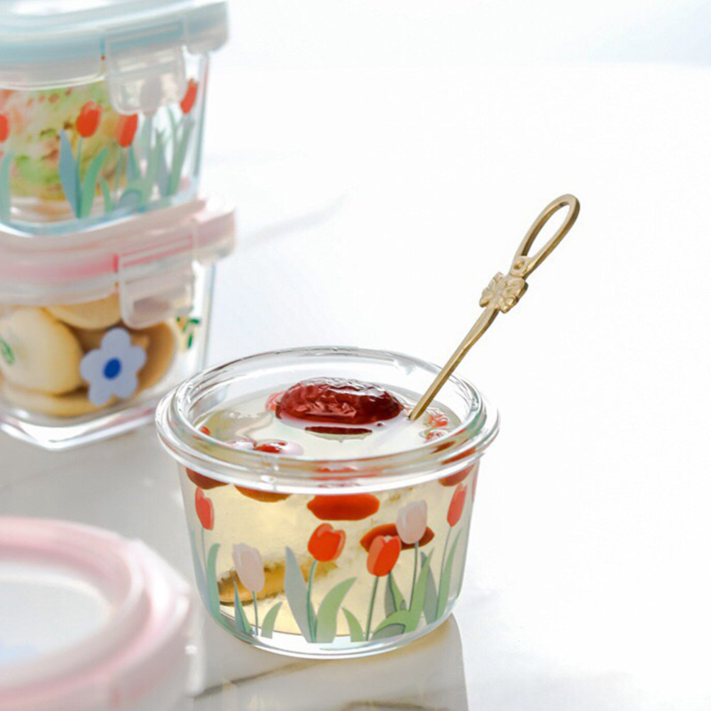 Food Storage Pantry - 130ml 透明ガラス製食品保存容器 密閉型スナック容器 家庭用キッチンパントリー用 鮮度保持 ジャム・クッキー用