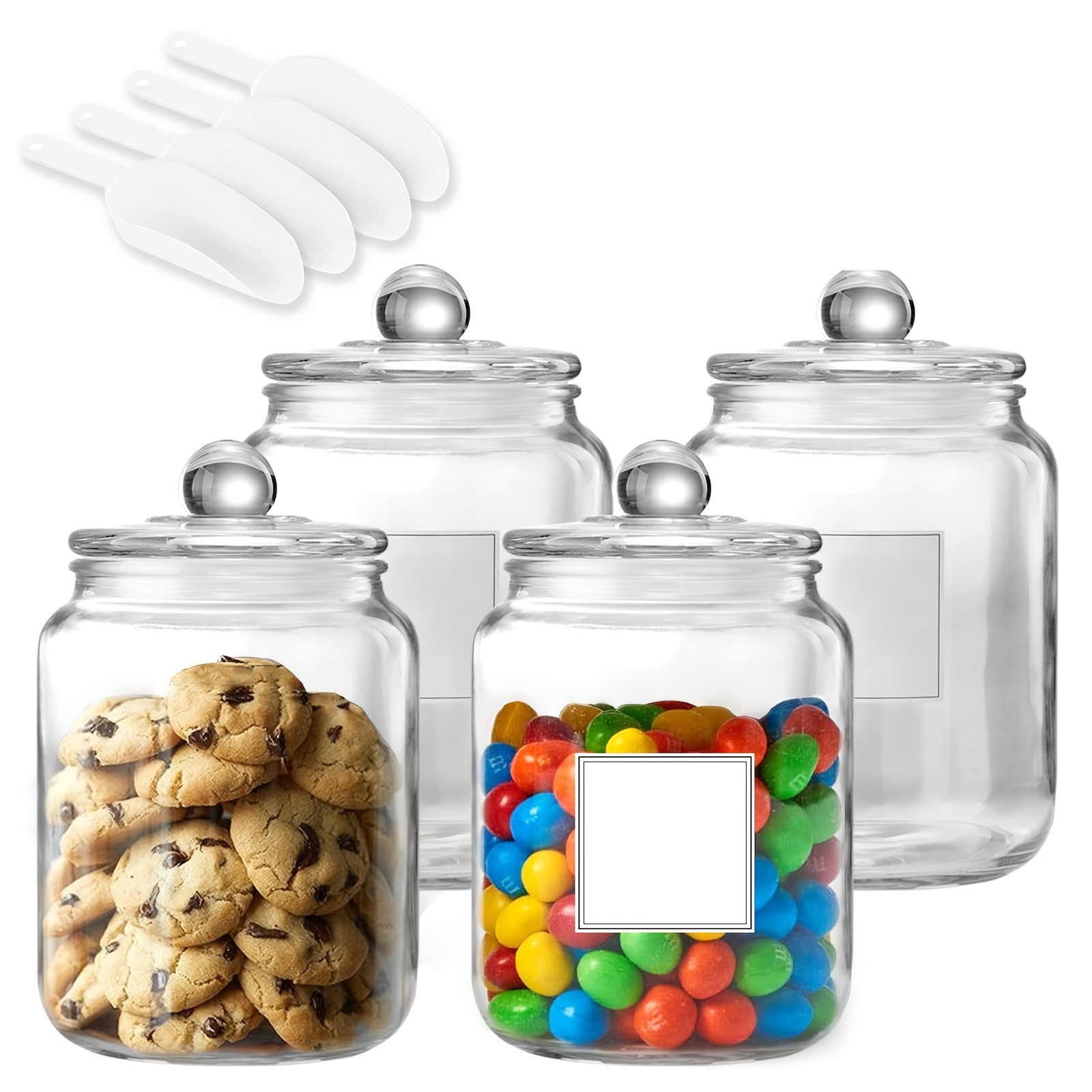 Glass Food Storage Xl - ハーフガロンの大型ガラス瓶、蓋付き、気密保存用透明容器、キッチン、ランドリールーム用、4個セット