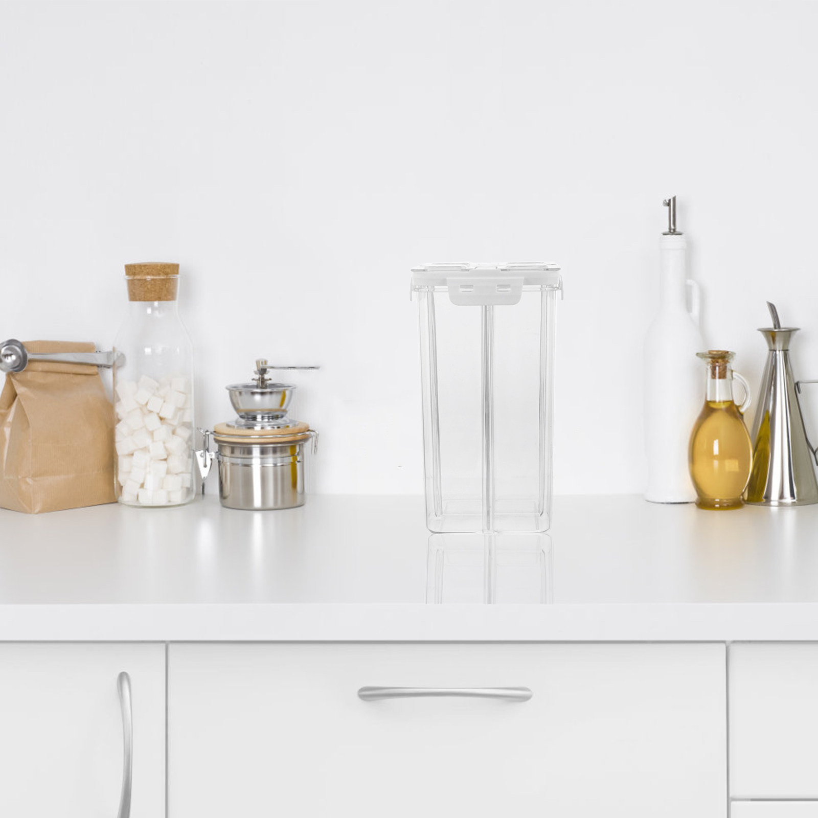 プラスチック製4区画食品保存容器 透明 密閉 キッチンパント - Food Storage Pantry のレビューと価格
