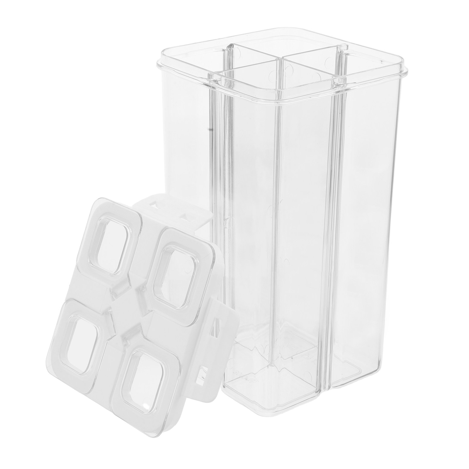 プラスチック製4区画食品保存容器 透明 密閉 キッチンパント - Food Storage Pantry のレビューと価格