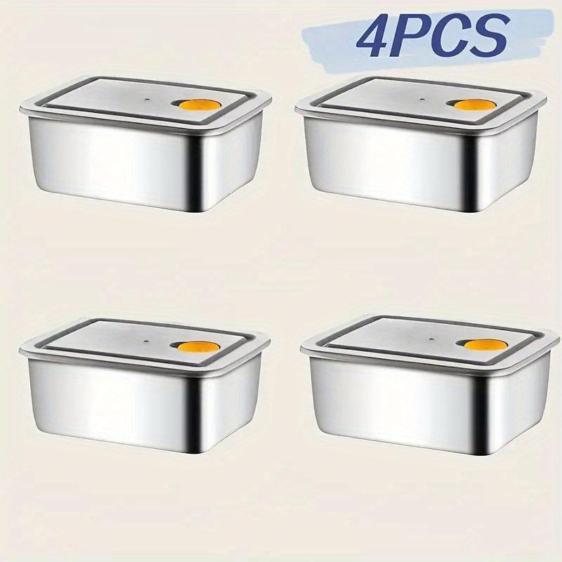 4個セット ステンレス製食品保存容器 厚みのある漏れ防止設計 - Food Storage Pantry のレビューと価格