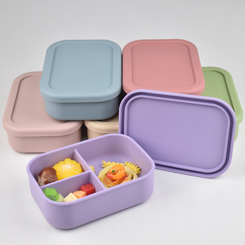 3つのコンパートメントに分かれた食品グレードシリコン製弁当箱 - Storage Food Prep のレビューと価格