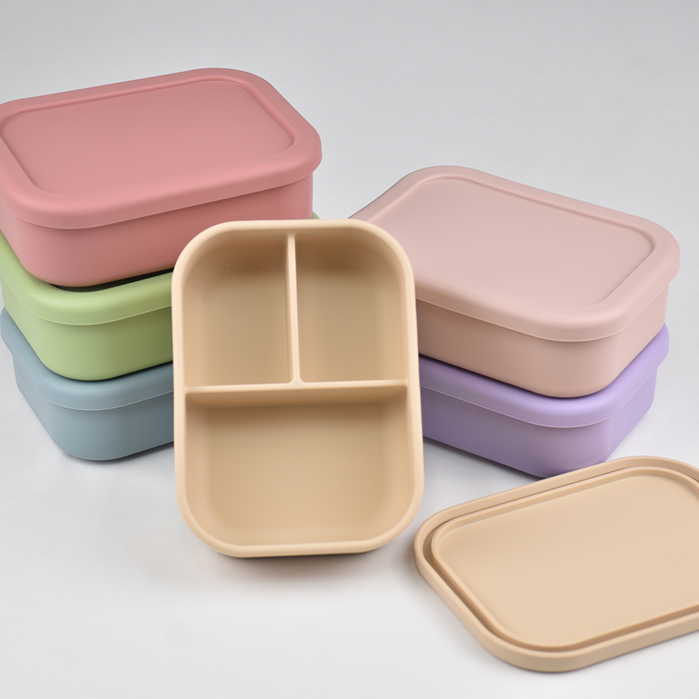 3つのコンパートメントに分かれた食品グレードシリコン製弁当箱 - Storage Food Prep のレビューと価格