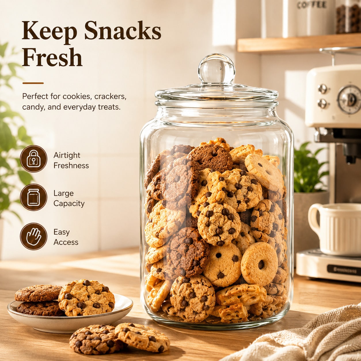 蓋付き大型透明ガラス保存容器、密閉広口ガラスキャニスター容器 - Glass Food Storage Xl のレビューと価格