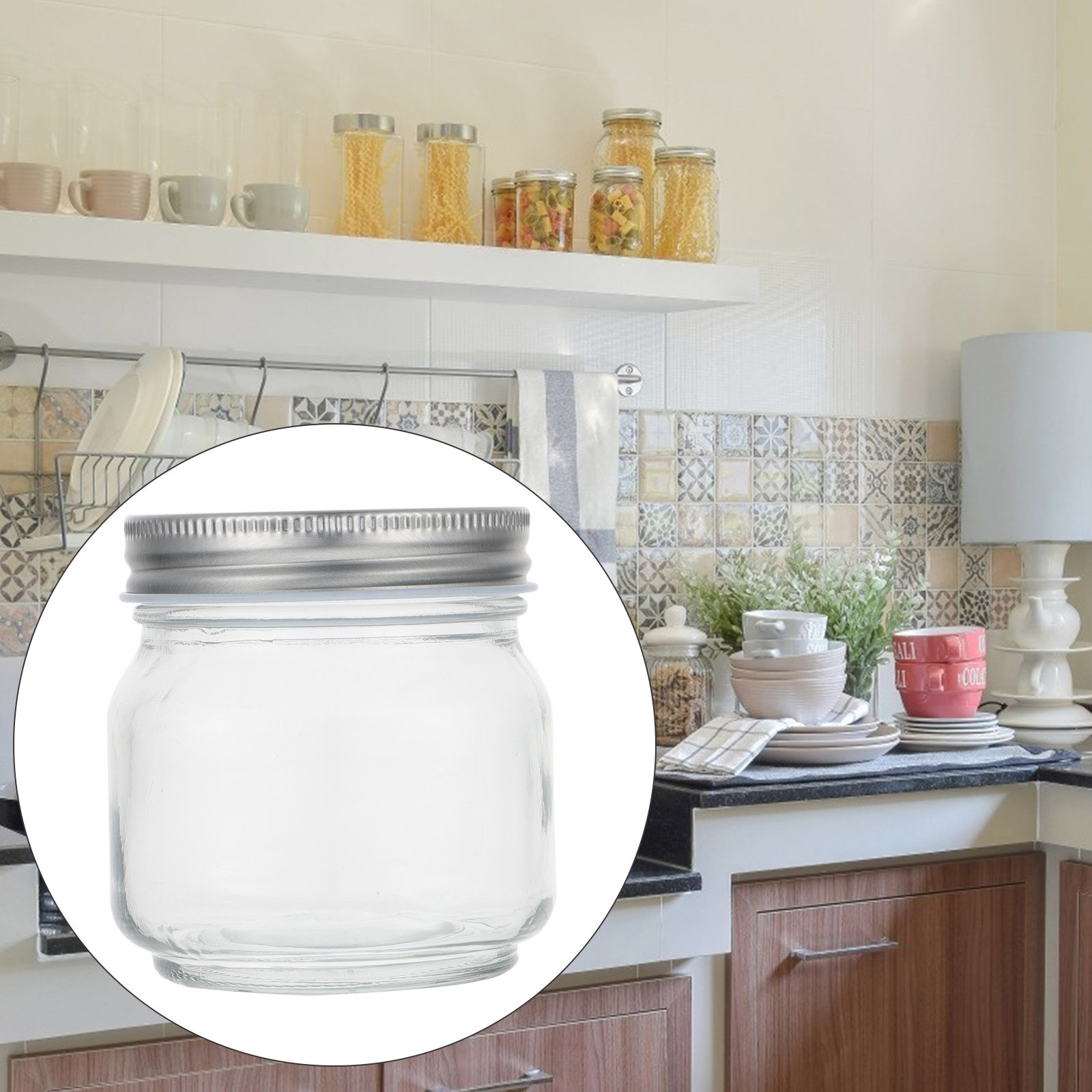 6個入り、厚手で透明なガラス製メイソンジャー。密閉性の高い蓋 - Food Storage Glass のレビューと価格