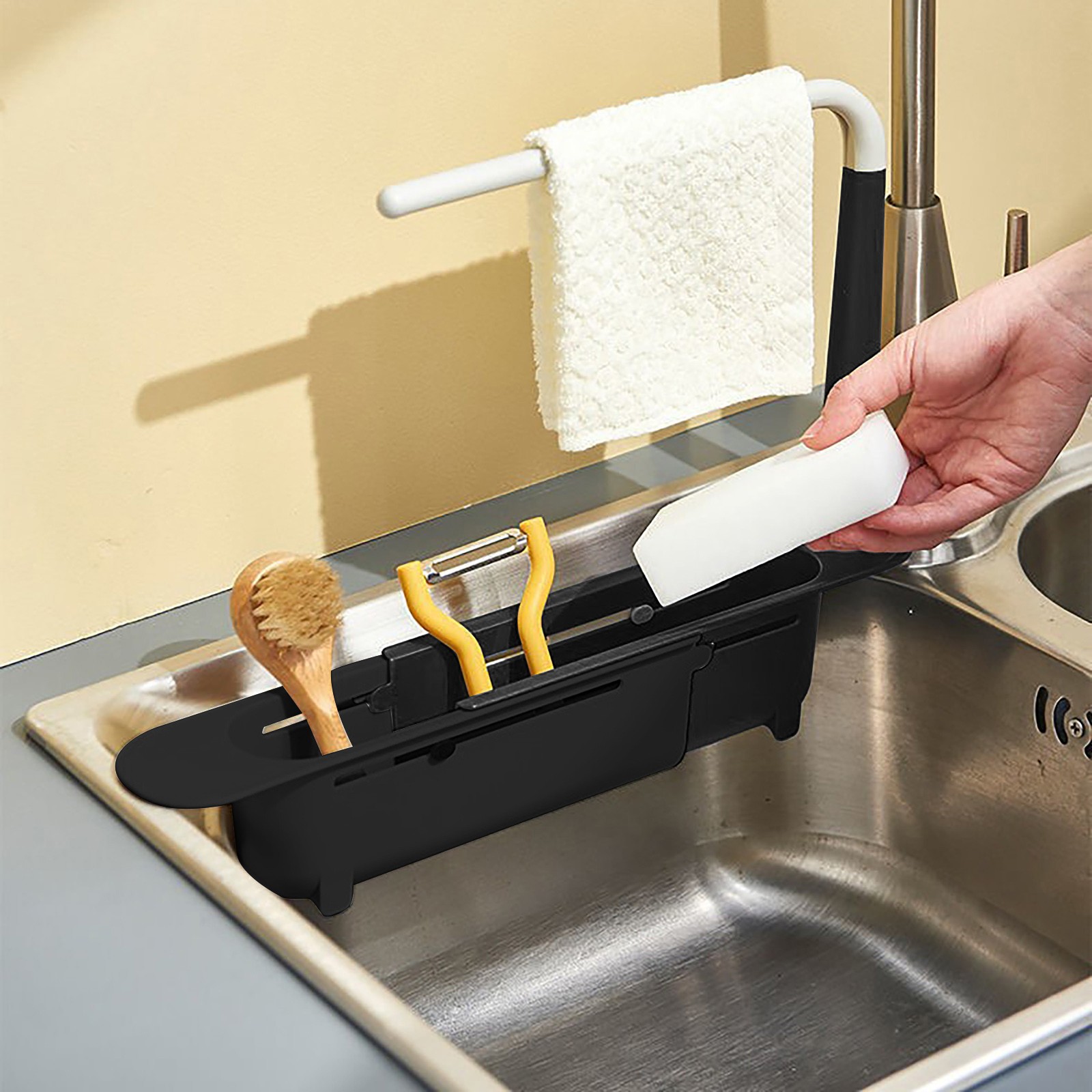 Elescopicシンクの水切り、キッチンオーガナイザー、石 - Food Storage Shelving のレビューと価格