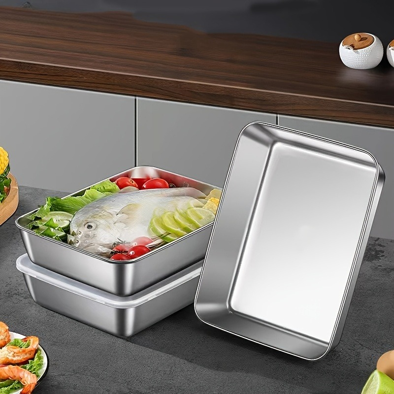 3/6個入り ステンレス製 長方形食品保存容器 蓋付き 厚手 - Food Storage Boxes With Lids のレビューと価格