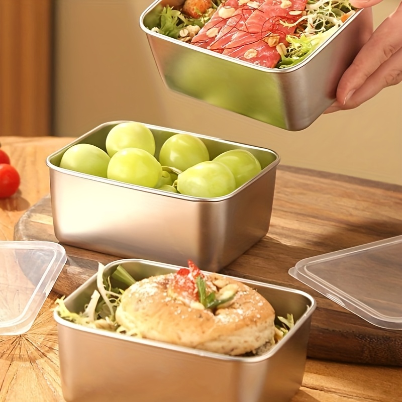 3/6個入り ステンレス製 長方形食品保存容器 蓋付き 厚手 - Food Storage Boxes With Lids のレビューと価格