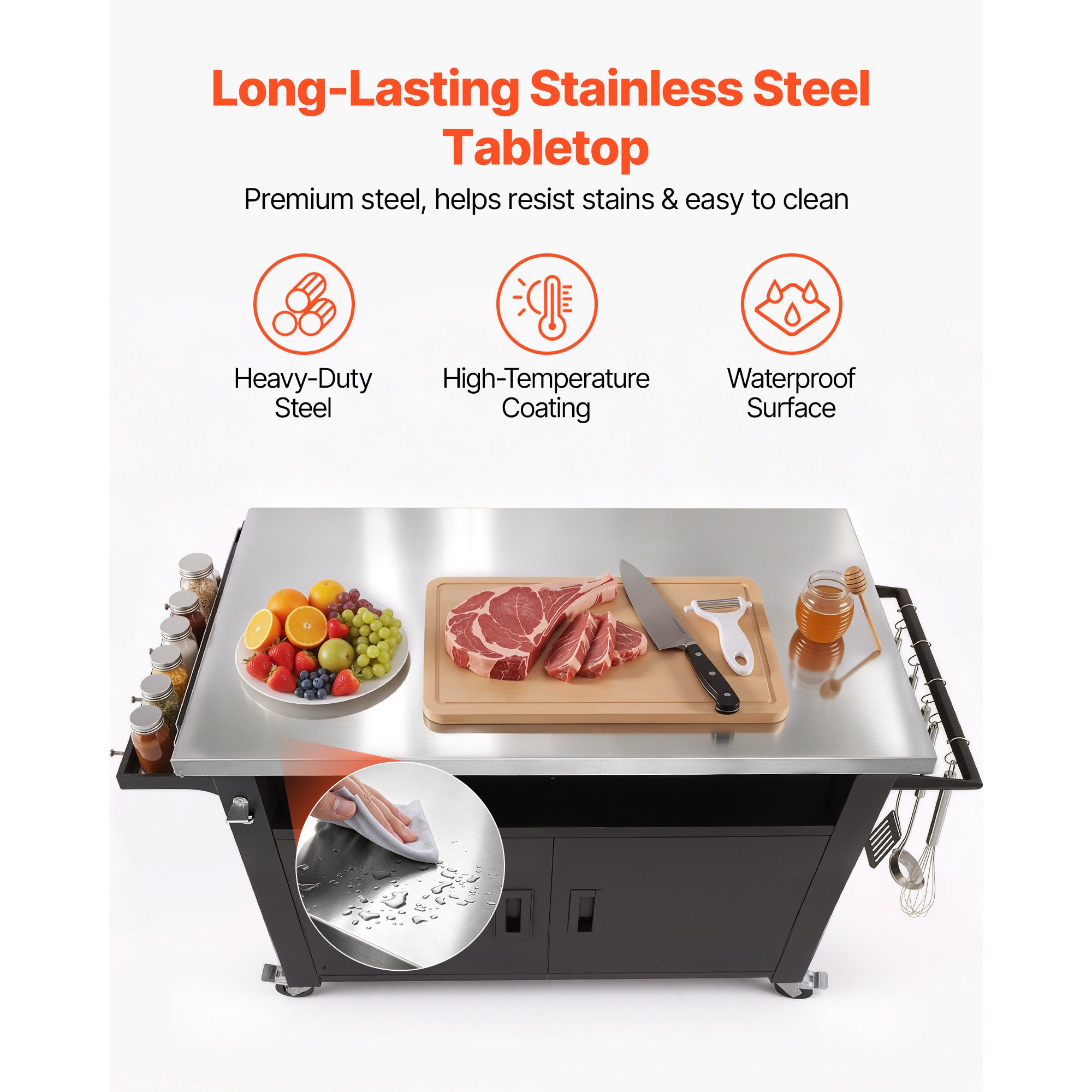 屋外グリルカート（収納キャビネット付き）、53.1インチグリ - Storage Food Prep のレビューと価格