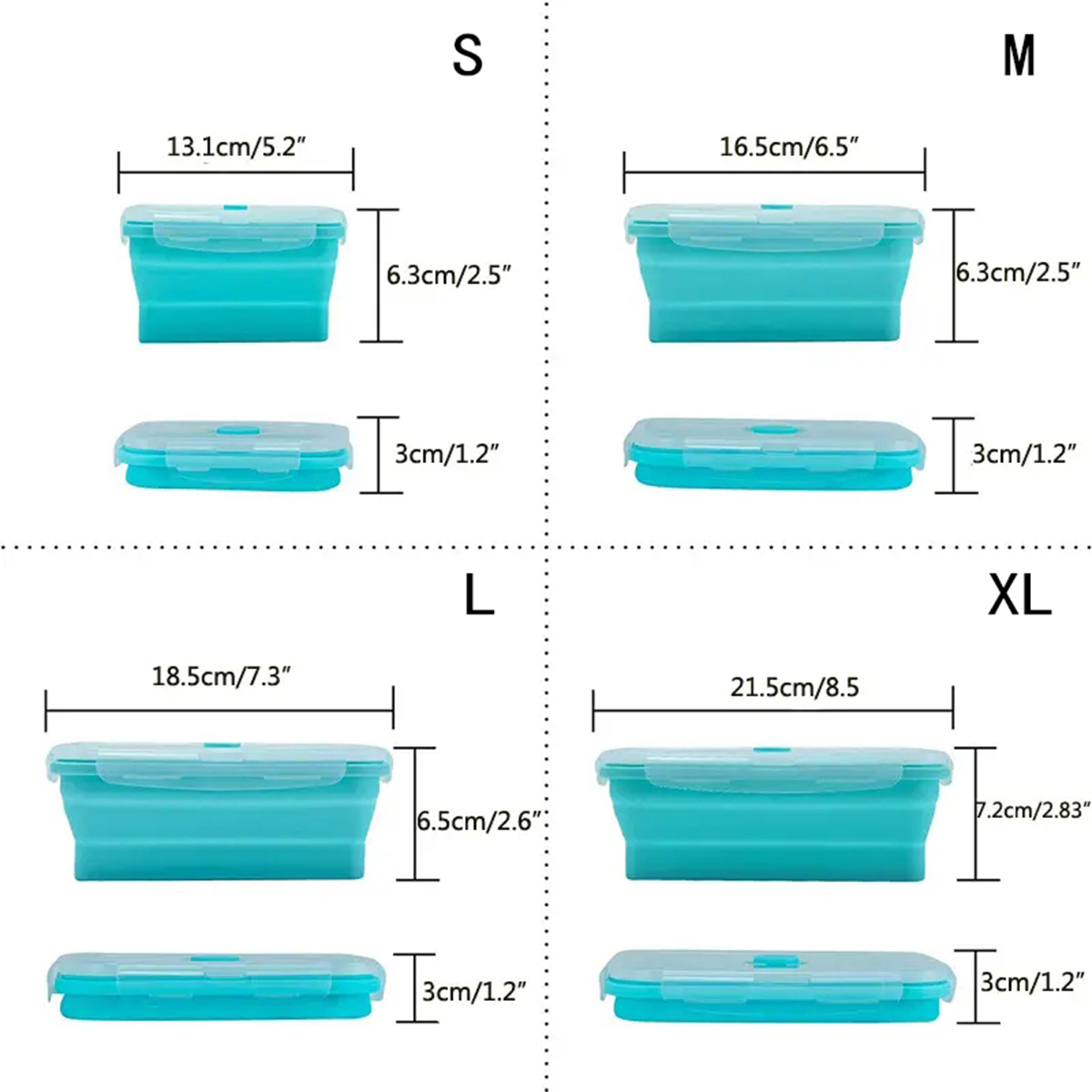 折りたたみ式シリコン製食品保存容器、密閉蓋付き、電子レンジ・ - Food Storage Boxes With Lids のレビューと価格