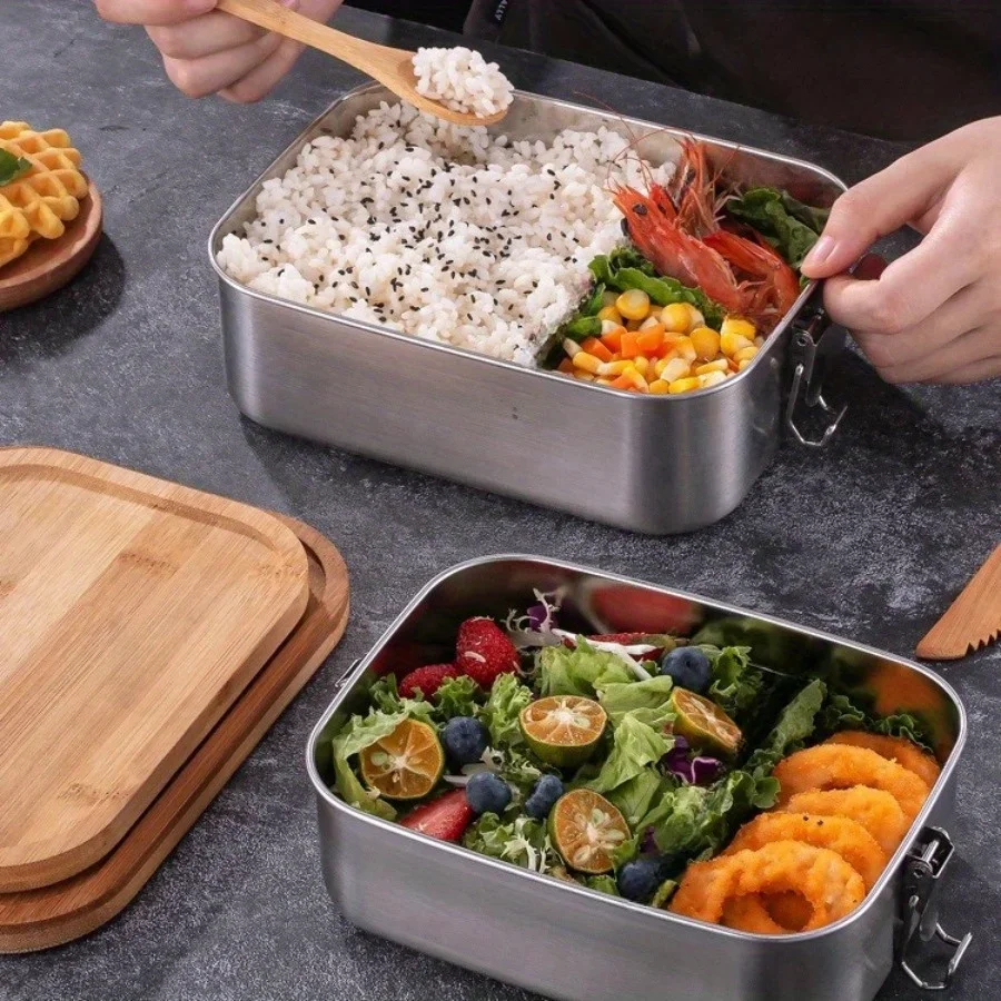新しい304ステンレス製竹製蓋付きランチボックス、和風蓋付き - Food Storage Boxes With Lids のレビューと価格