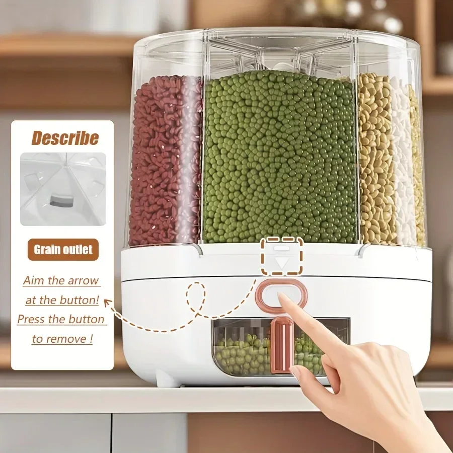 6区画360 °   回転式密閉食品保存容器 - シリアル、 - Food Storage Pantry のレビューと価格
