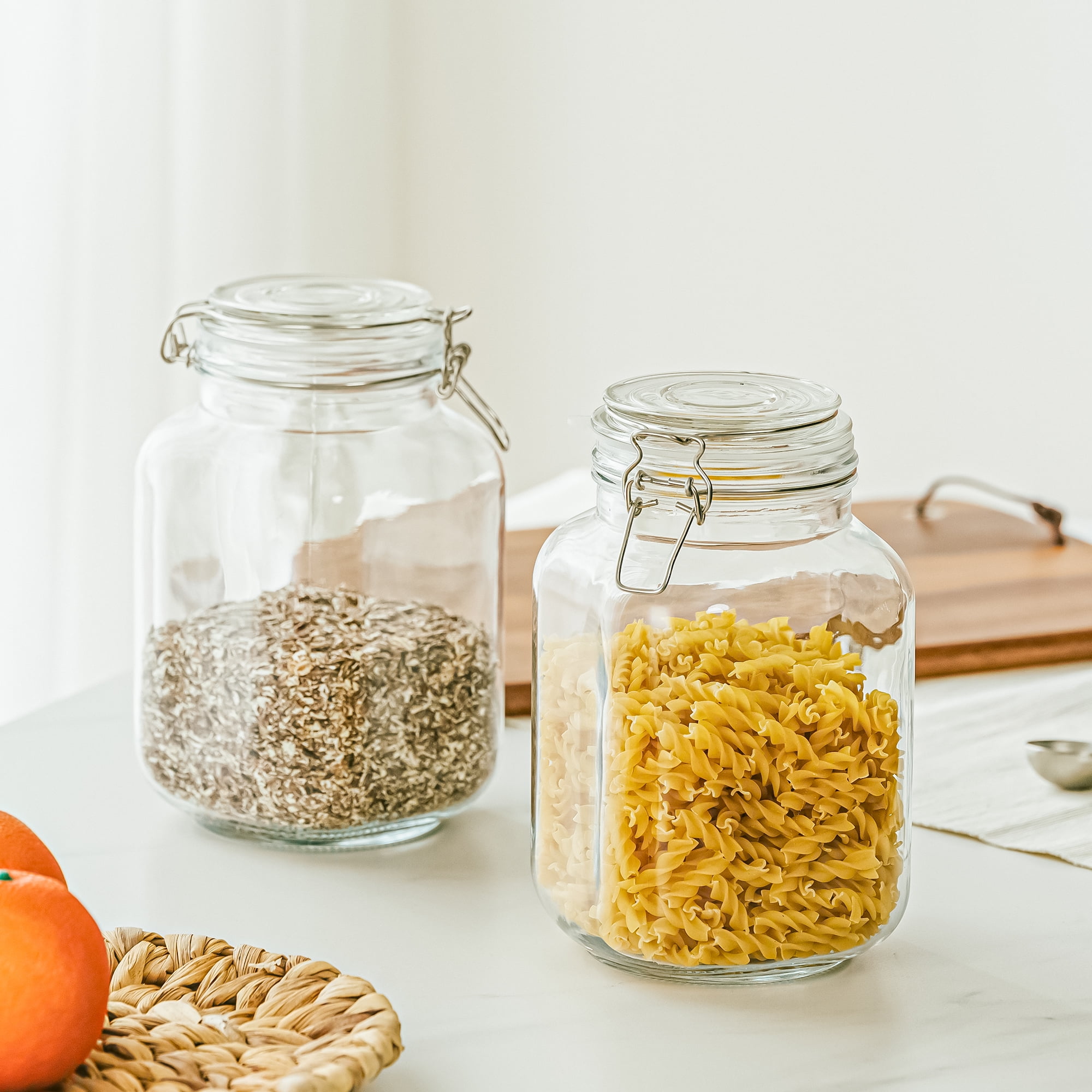 67オンスのガラス製密閉容器。蓋がロックできるので、乾燥食品 - Food Storage Glass のレビューと価格