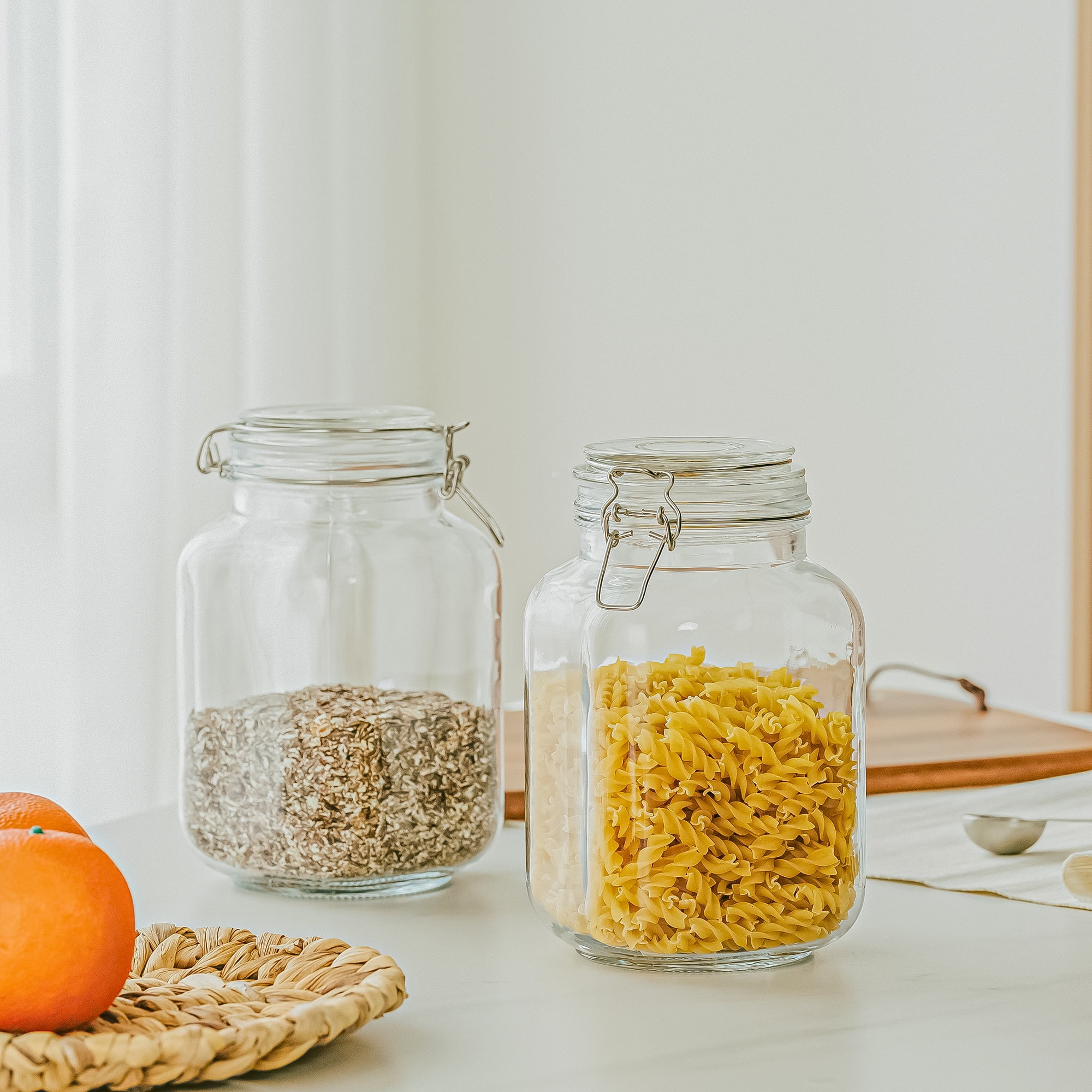 67オンスのガラス製密閉容器。蓋がロックできるので、乾燥食品 - Food Storage Glass のレビューと価格