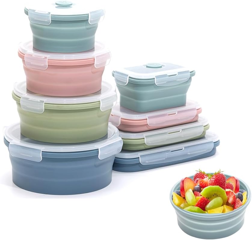 折りたたみ可能なシリコン食品保存容器セット 4 ピース屋外ポ - Food Storage Jar Set のレビューと価格