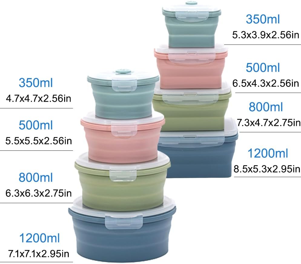 折りたたみ可能なシリコン食品保存容器セット 4 ピース屋外ポ - Food Storage Jar Set のレビューと価格