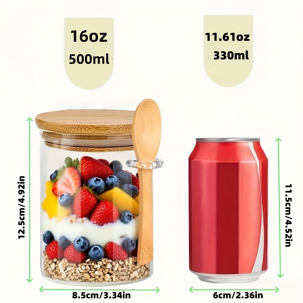 1/2/4/8個入りのオートミール用ガラスカップセット。蓋と - Food Storage Jar Set のレビューと価格