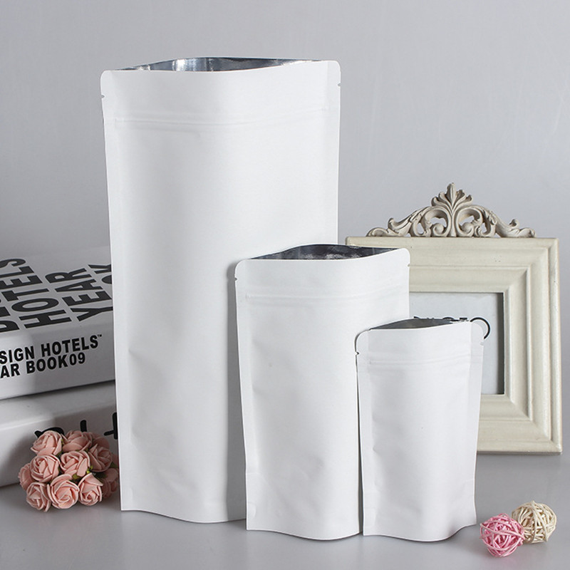 100 個卸売スタンドアップホワイトペーパージップロックバッ - Lock And Lock Food Storage のレビューと価格