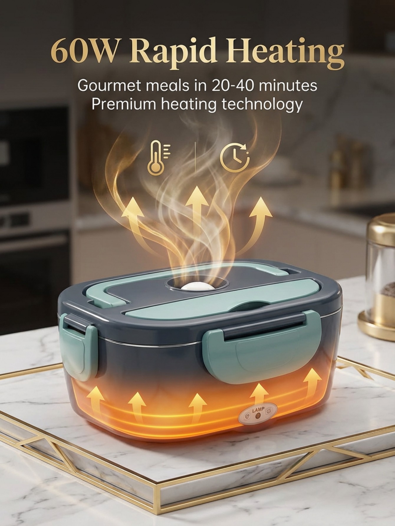 60W電気加熱式ランチボックス 1.5L 304ステンレスス - Portable Food Warmer のレビューと価格