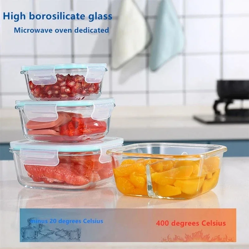 耐熱ガラス製、密閉式の食品保存容器。電子レンジ対応、冷蔵庫対 - Food Storage Glass のレビューと価格