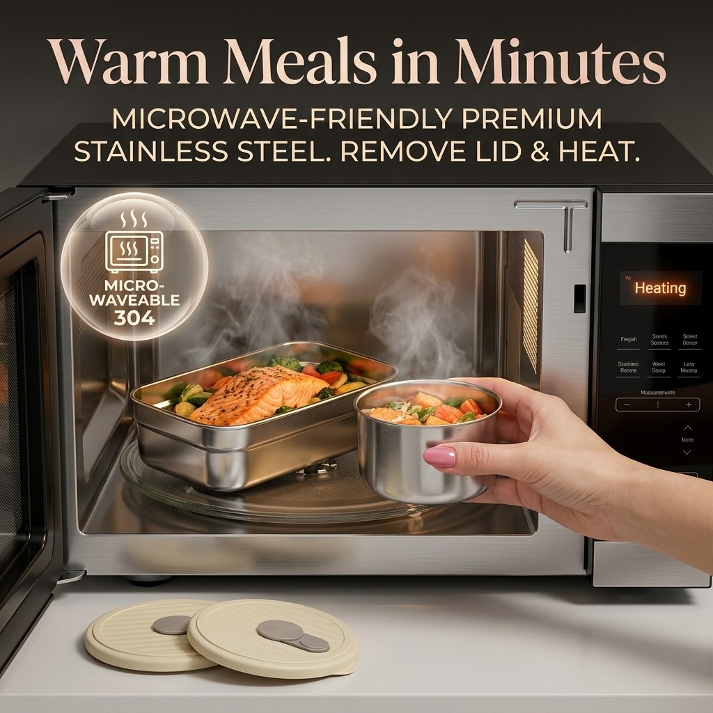 電子レンジ対応 304ステンレス製弁当箱セット 3コンパート - Storage Food Prep のレビューと価格