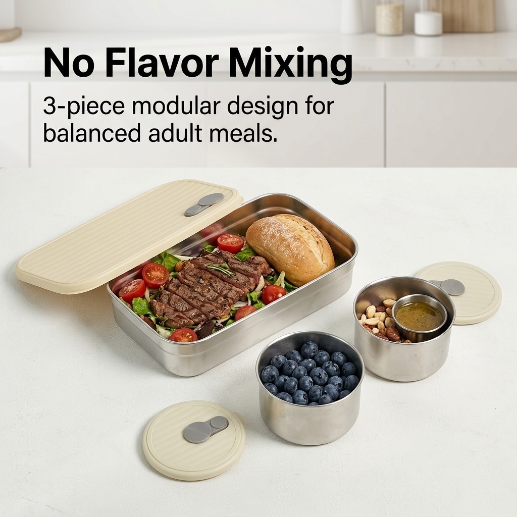 電子レンジ対応 304ステンレス製弁当箱セット 3コンパート - Storage Food Prep のレビューと価格
