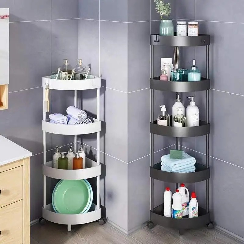 5層三角コーナー収納棚、バスルーム収納ラック、寝室、バスルー - Food Storage Shelving のレビューと価格