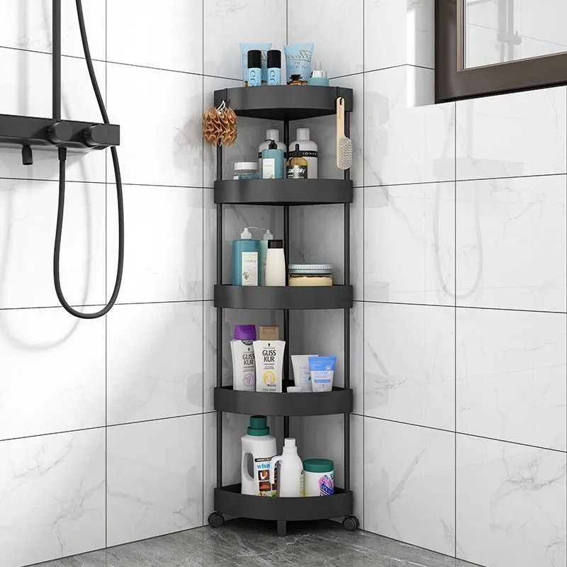 5層三角コーナー収納棚、バスルーム収納ラック、寝室、バスルー - Food Storage Shelving のレビューと価格
