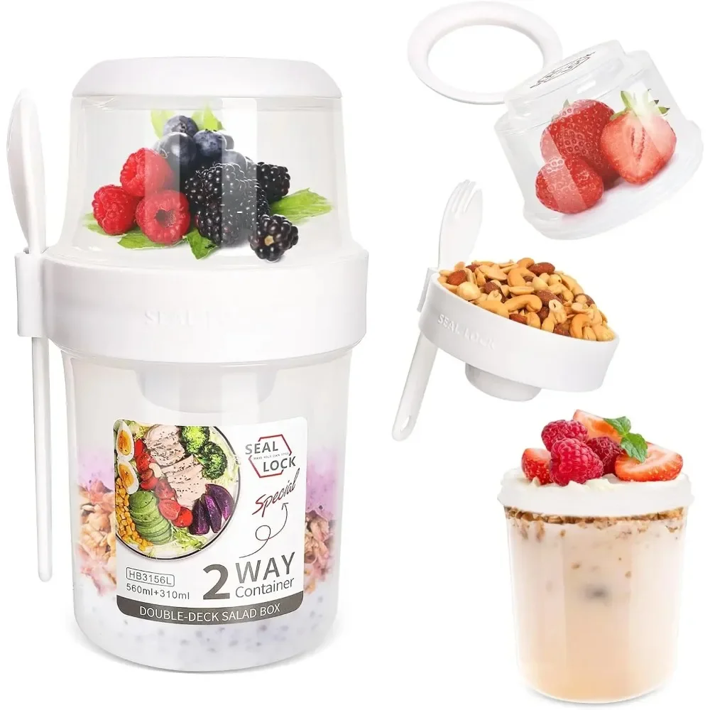 サラダカップ 朝食カップ ポータブル食品保存弁当箱 オートミ - Food Storage Jar Set のレビューと価格