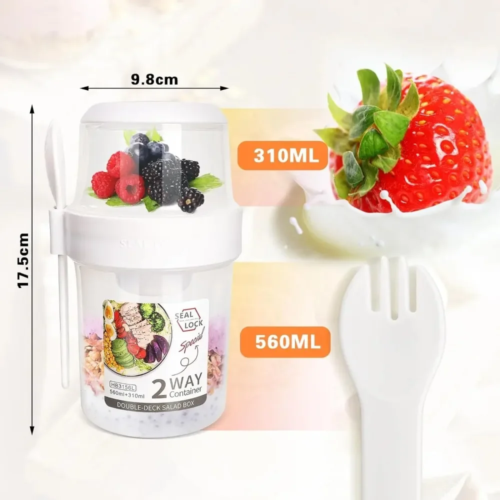 サラダカップ 朝食カップ ポータブル食品保存弁当箱 オートミ - Food Storage Jar Set のレビューと価格