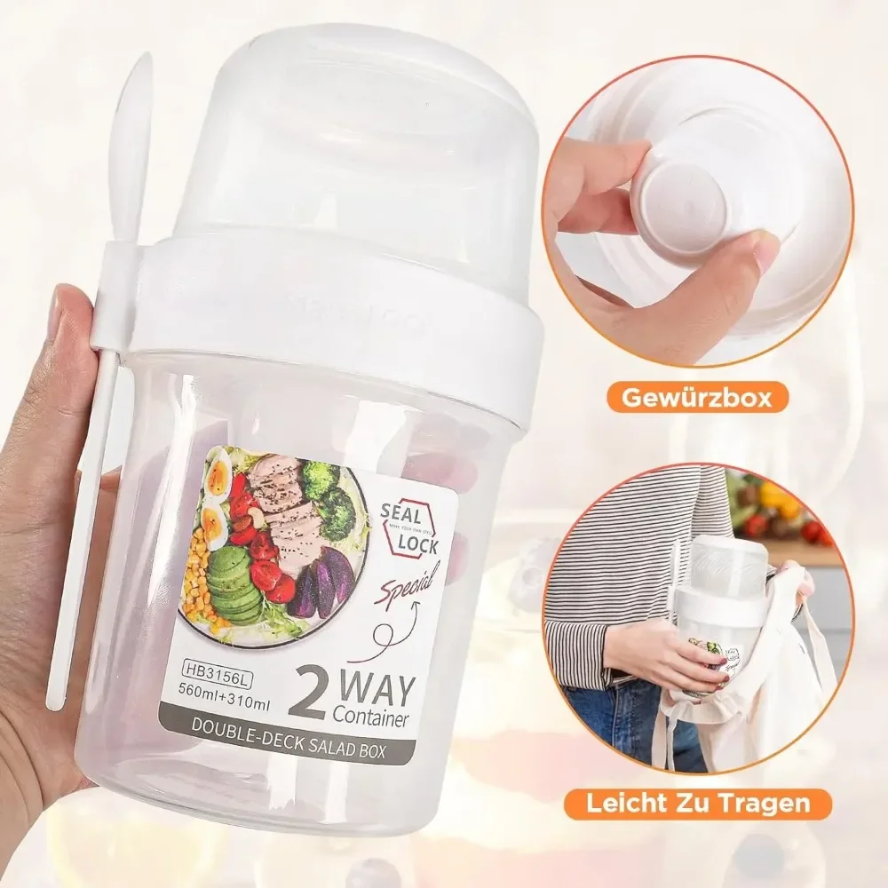 サラダカップ 朝食カップ ポータブル食品保存弁当箱 オートミ - Food Storage Jar Set のレビューと価格