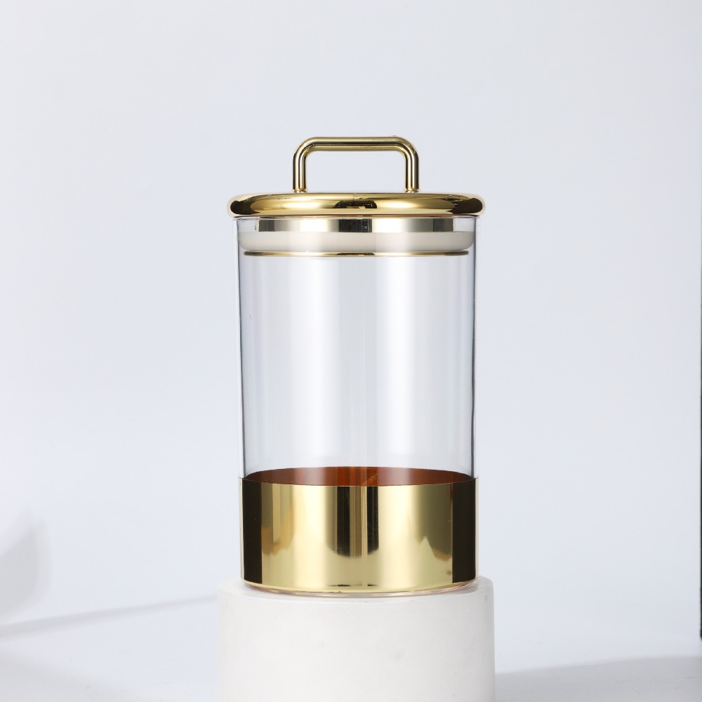 透明なガラスの収納ボックス,防湿,密閉された瓶,金のカバー, - Food Storage Glass のレビューと価格