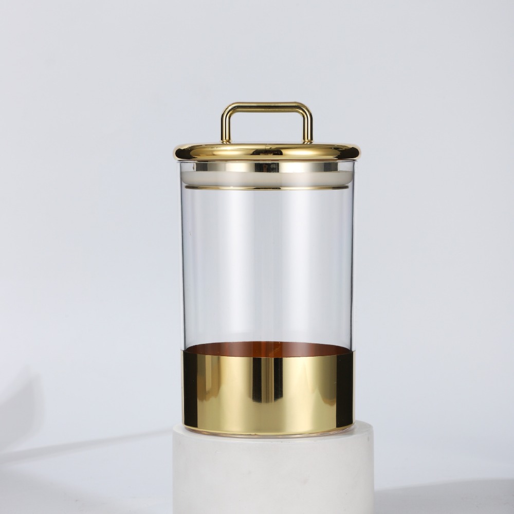 透明なガラスの収納ボックス,防湿,密閉された瓶,金のカバー, - Food Storage Glass のレビューと価格