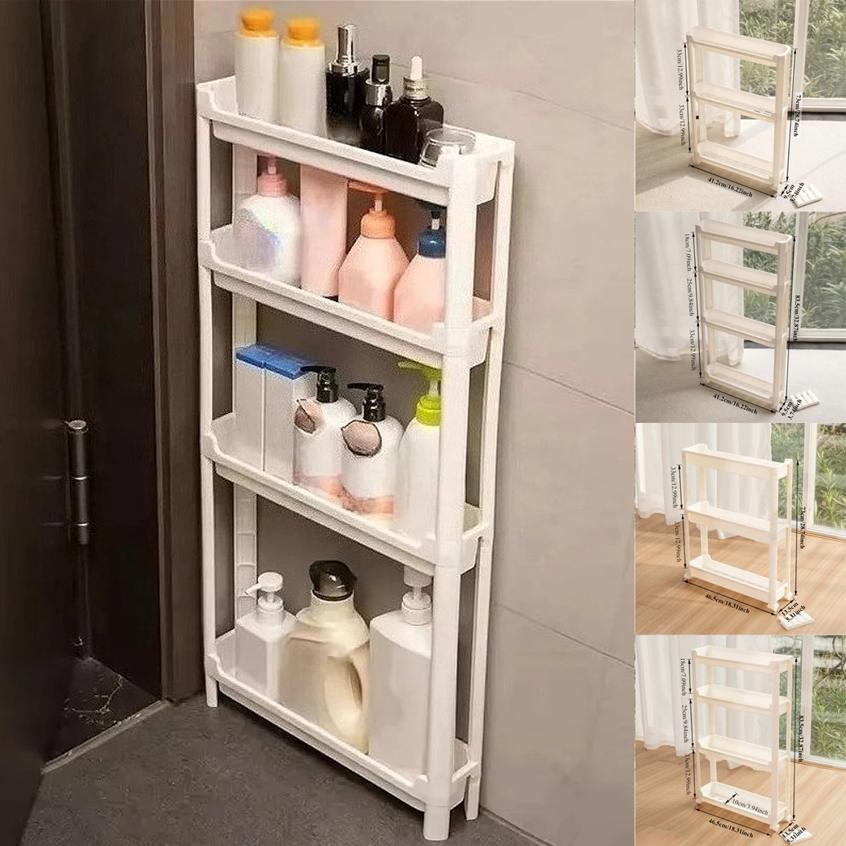 1PC ホーム省スペース狭いラックキッチン収納トロリー浴室の - Food Storage Shelving のレビューと価格