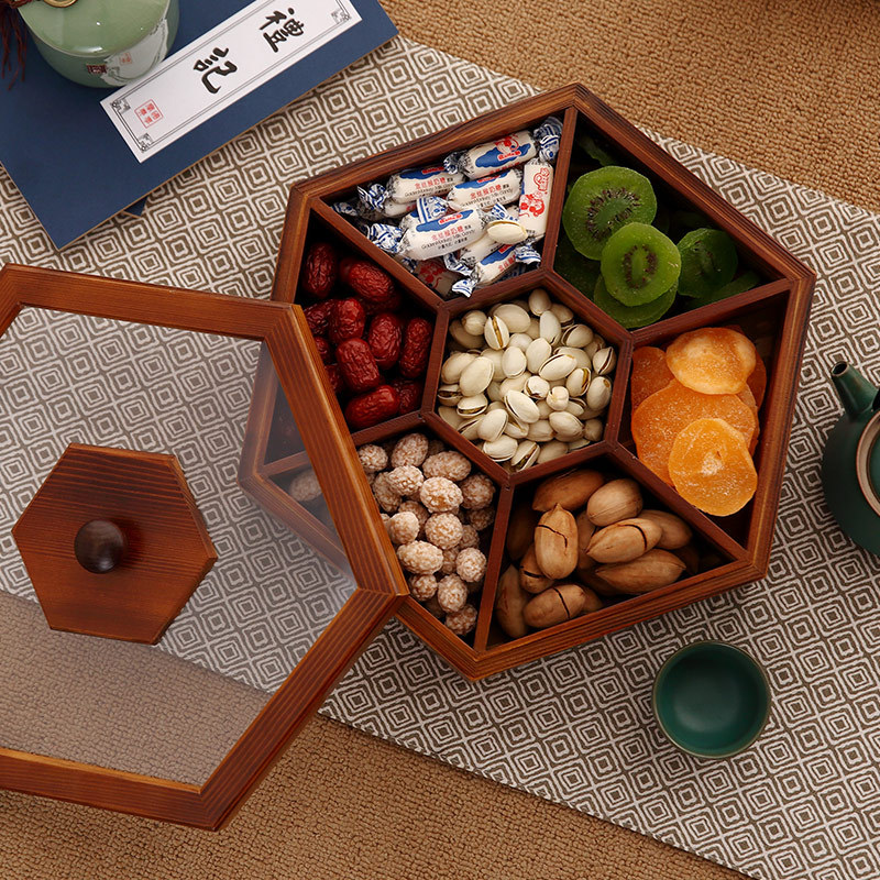 新しい木製キャンディビスケット収納ボックス蓋付き家庭用食品コ - Food Storage Jar Set のレビューと価格